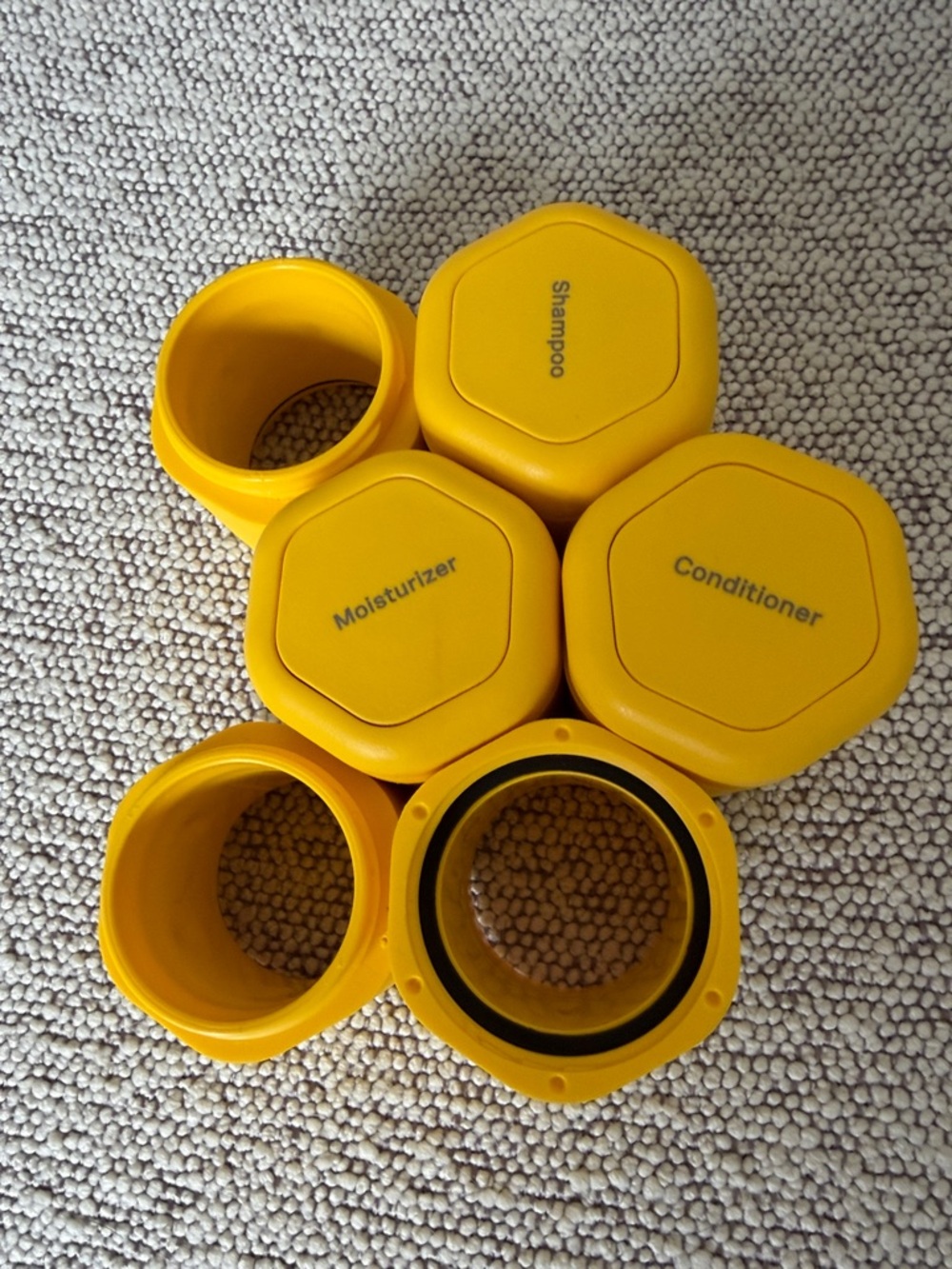 Cadence Yellow Travel Toiletry Containers - Shampoo Conditioner Moisturizer